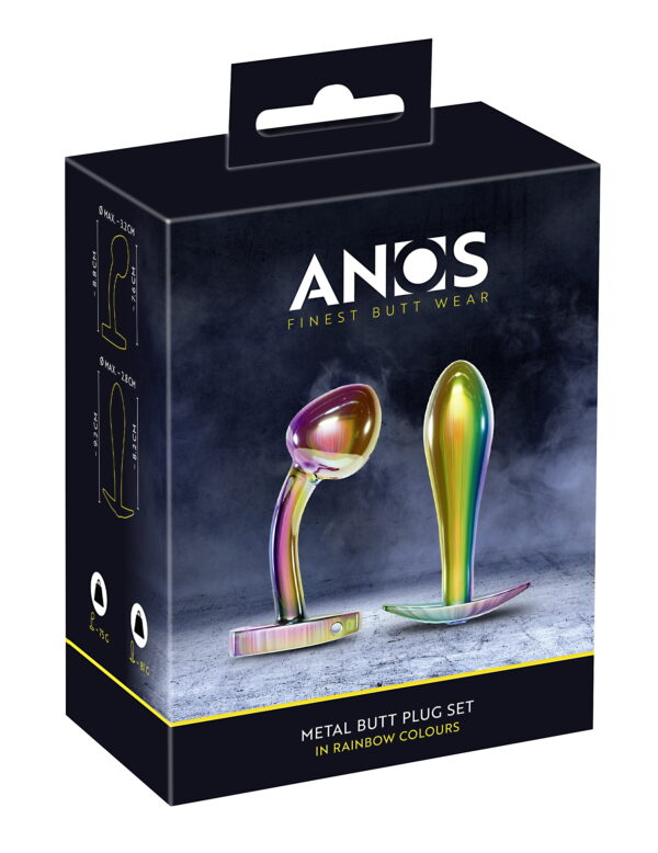 Metal Butt Plug Set in Rainbow Colours