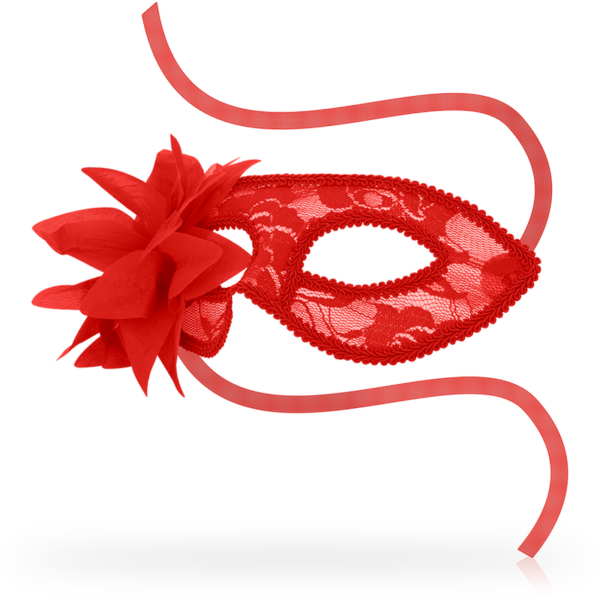MASCHERE CON PIZZO E FIORE ROSSO